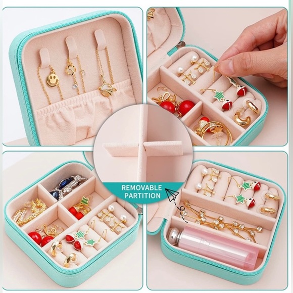 🎉 HOST PICK 🎉 New! Portable Travel Mini Jewelry Box in Tiffany Blue - Picture 2 of 5